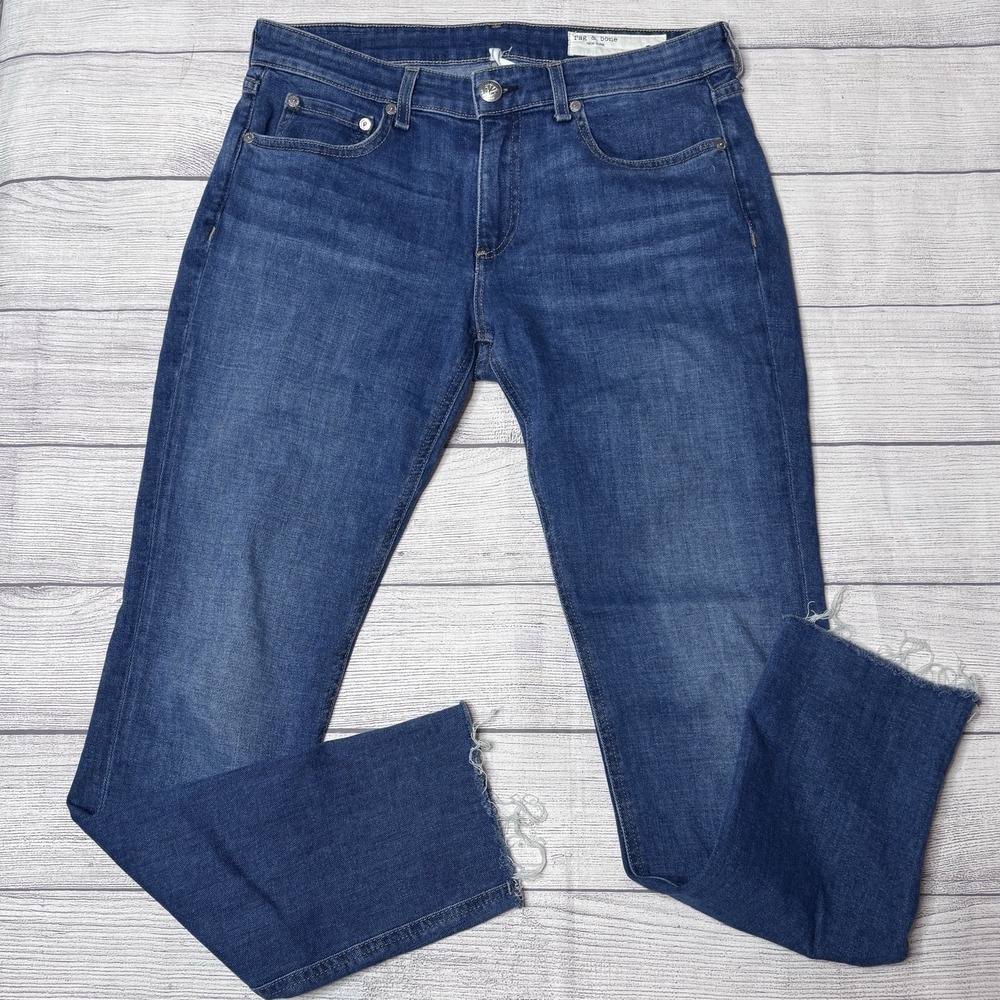 Rag & Bone Dre Low Rise Slim Boyfriend Jeans Ankle Length Frayed Hem Size 27"